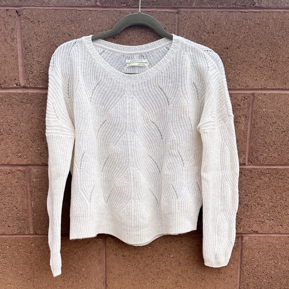 Anthropologie Keely Ivory/Cream Lightweight Cable Knit Sweater